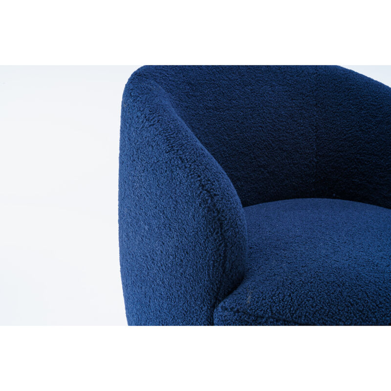 Teddy Fabric Swivel Accent Armchair Barrel Chair With Powder Coating Metal Ring, Dark