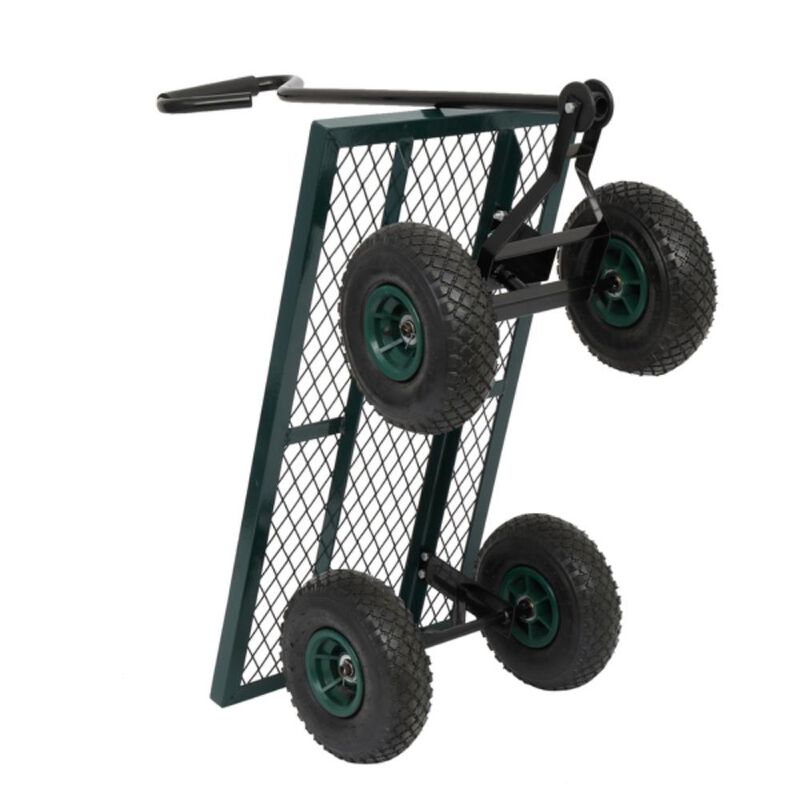 Garden Four-Wheel Square Wagon Sturdy Outdoor Trolley for Easy Transport of Tools, Soil & Plants