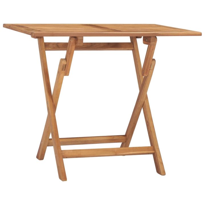 vidaXL Folding Garden Dining Table 35.4"x23.6"x29.5" Solid Teak Wood