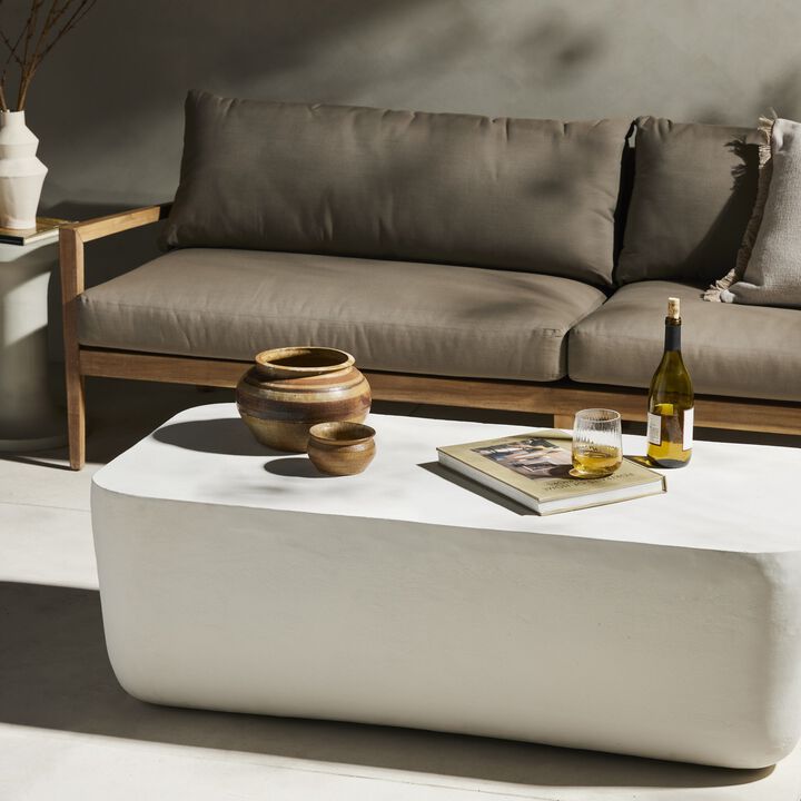 Basil Outdoor Rectangular Coffee Table - Matte White