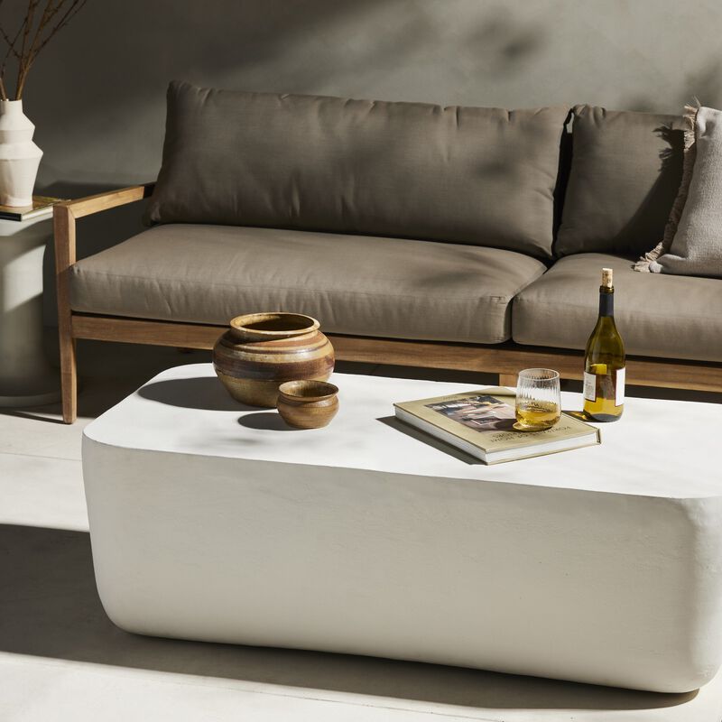 Basil Outdoor Rectangular Coffee Table - Matte White