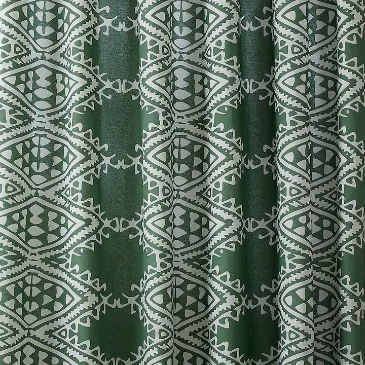 Luxury Cotton-Poly Shower Curtain – Textured Geometric Motif for Contemporary Home Style