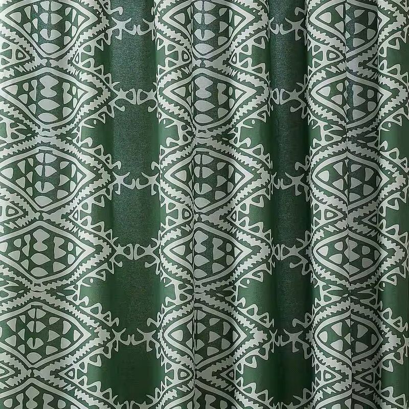 Luxury Cotton-Poly Shower Curtain – Textured Geometric Motif for Contemporary Home Style