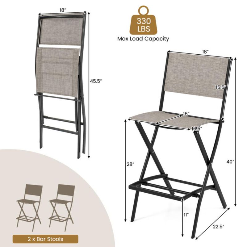 Hivvago Folding Bar Stools Set of 2 Backrest Humanized Footrest