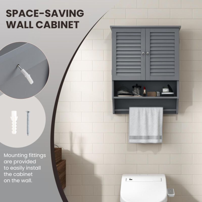 Hivvago 2-Doors Bathroom Wall-Mounted Medicine Cabinet with Towel Bar