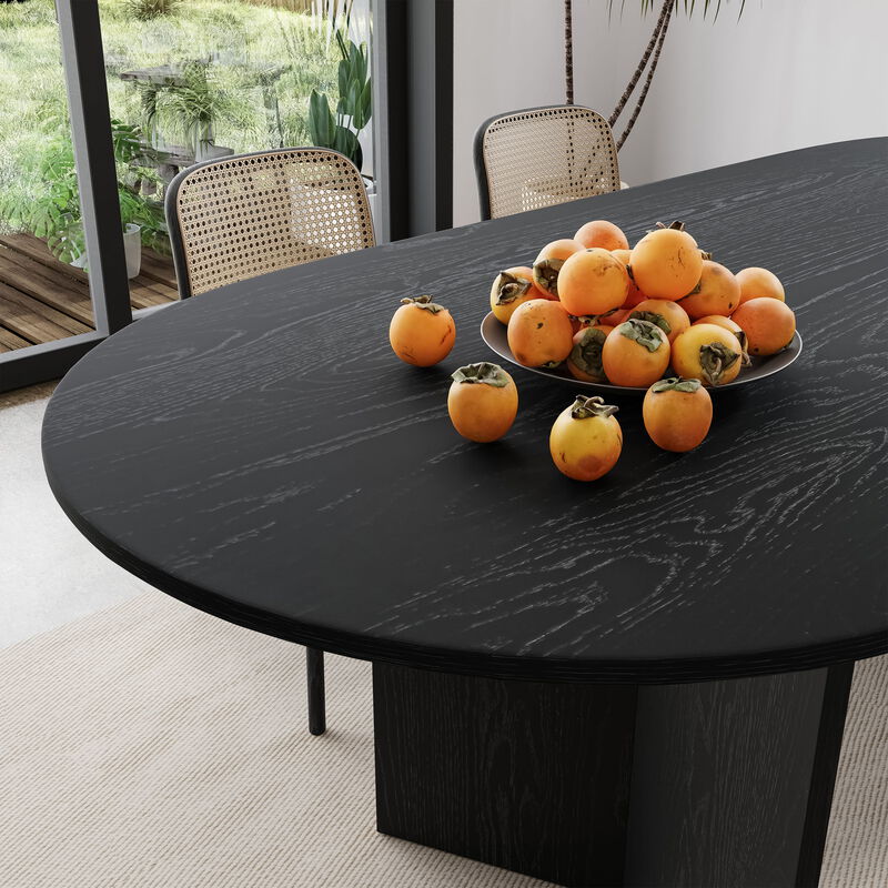 Brix 67V-Shaped Leg Oval Wooden Dining Table in BLACK Color(Seats 6)