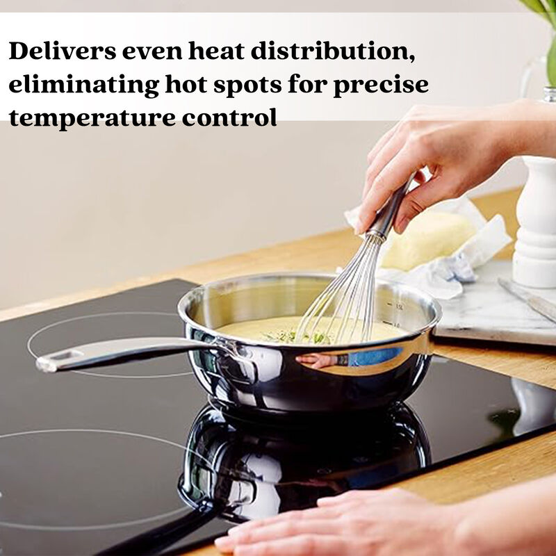 Alva Maestro 5-Ply Stainless Steel Saucier Pan 1.6 Qt. Lasered Measurement, Scratch Resistant Pot with Stay Cool Handle, Non Toxic, Compatible with All Stovetops, Oven Safe & Induction Safe