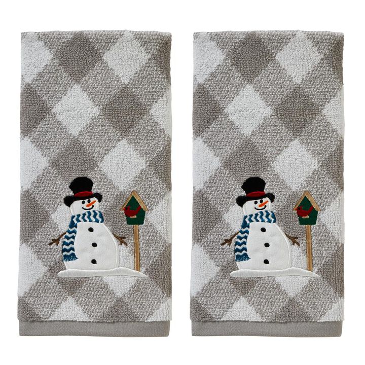 SKL Home Saturday Knight Ltd Snowman And Birdhouse Hand Towel - (2-Pack) - 16x25", Gray