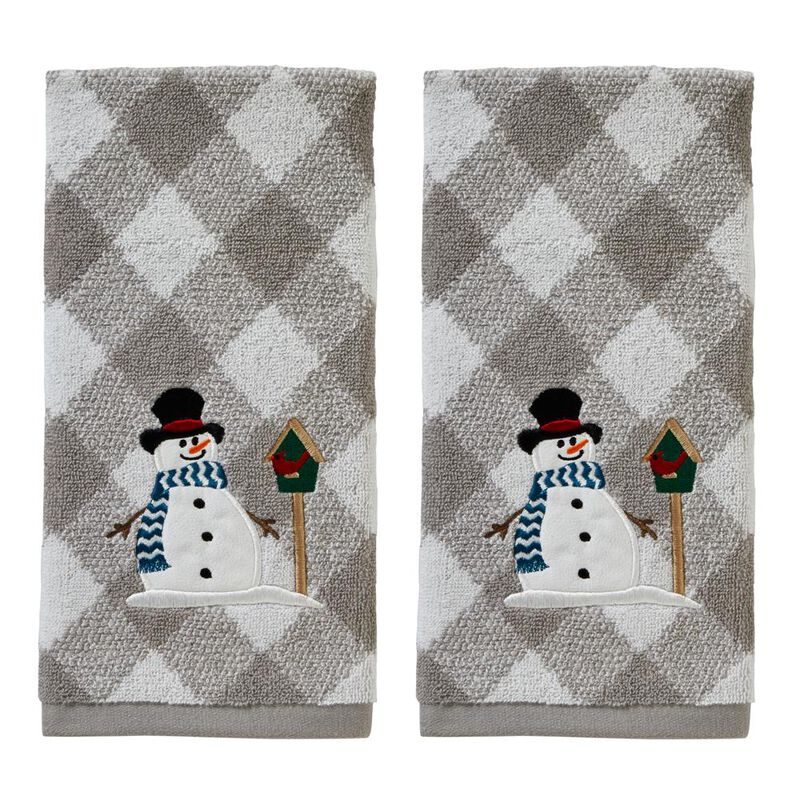 SKL Home Saturday Knight Ltd Snowman And Birdhouse Hand Towel - (2-Pack) - 16x25", Gray