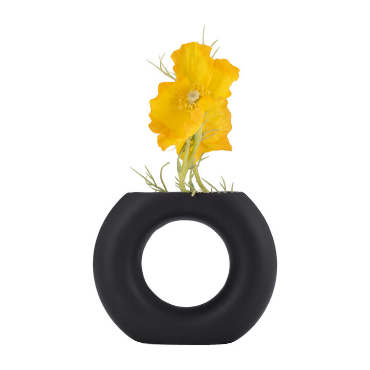 5" Blk Stone Donut CutOut Vase