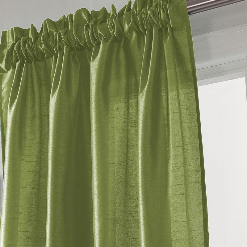 RT Designers Collection Nikki Faux Silk Rod Pocket Curtain Panel - 54 x 95, Green