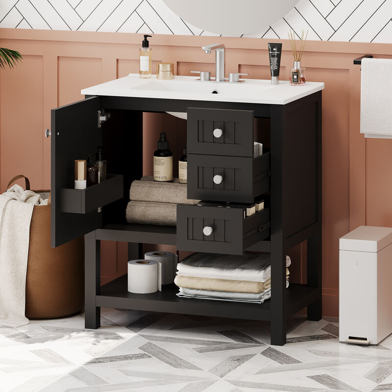 Merax Bathroom Vanity Cabinet Combo with Ceramic Sink