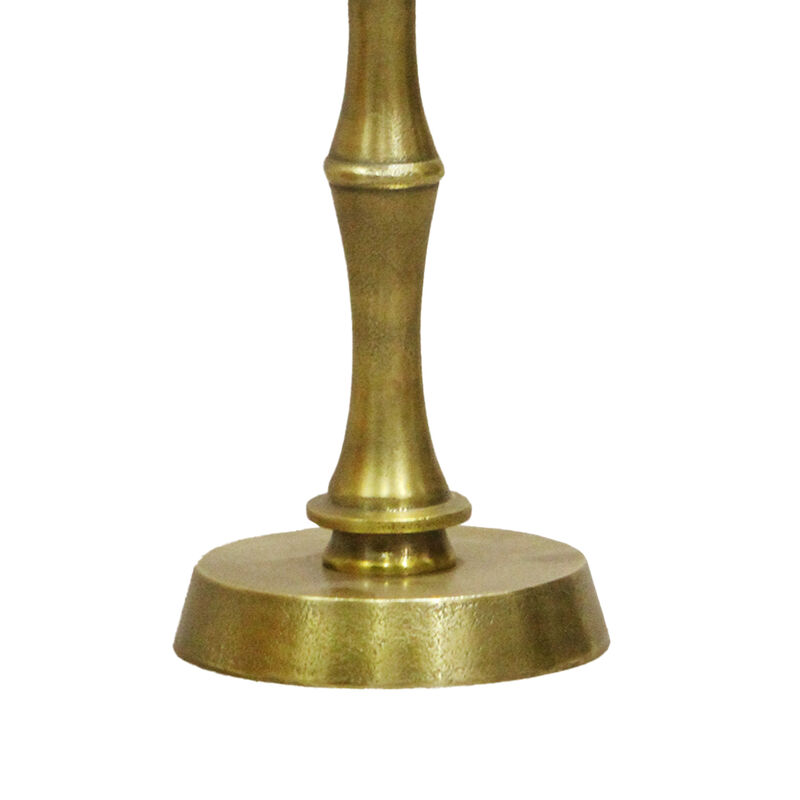 6 Inch Drink Side Table, Turned Pedestal Metal Base, Round Top, Oxidized Brass