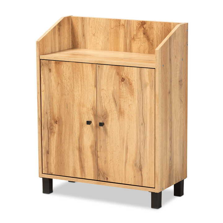 Baxton Studio Rossin Modern Oak Brown Finished Wood 2 Door Entryway Shoe Storage Cabinet