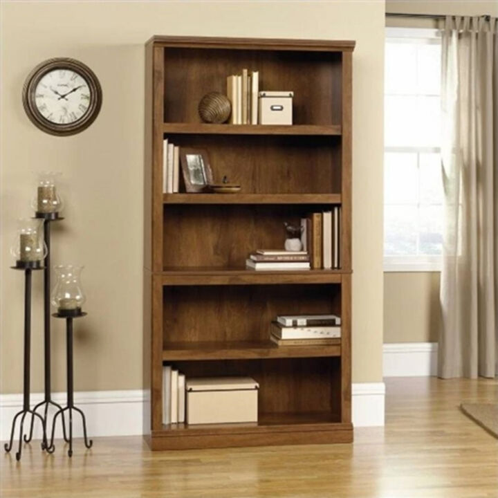 Freestanding 5-Shelf Bookcase in Oiled Wood for Storage and Decor