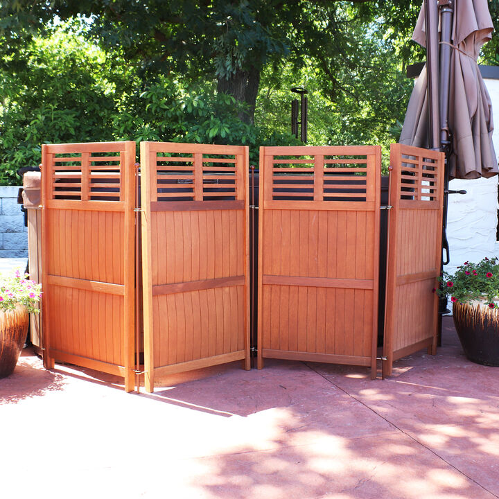 Sunnydaze Meranti Wood/Teak Oil Finish Folding Privacy Screen - 44 in