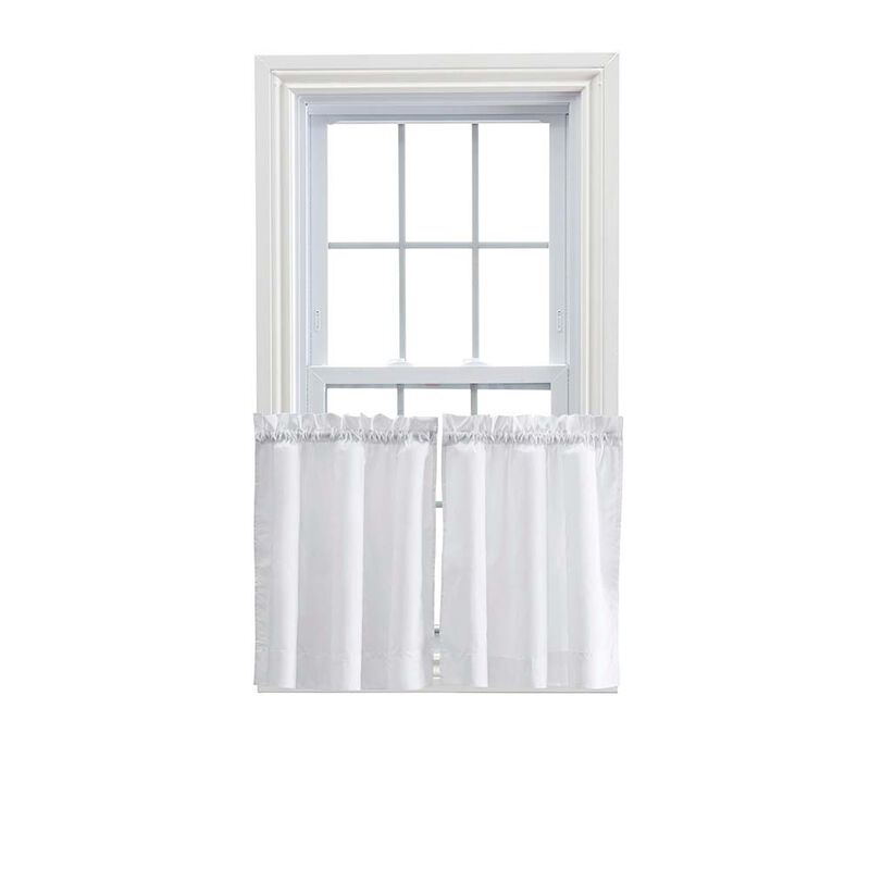 Ellis Stacey 1.5" Rod Pocket High Quality Fabric Solid Color Window Tailored Tier Pair 56"x24" White