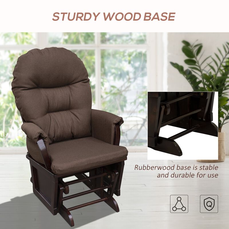 Brown Nursery Comfort: Glider Rocking Chair with Ottoman