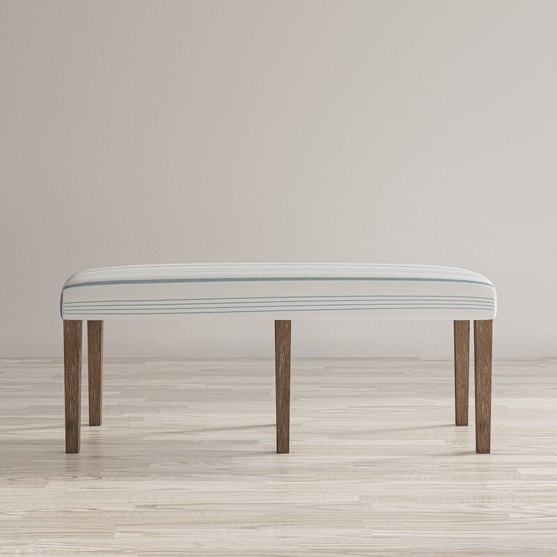 Jofran Eastern Tides Coastal Wire-Brushed Wood 46 Upholstered Dining Bench