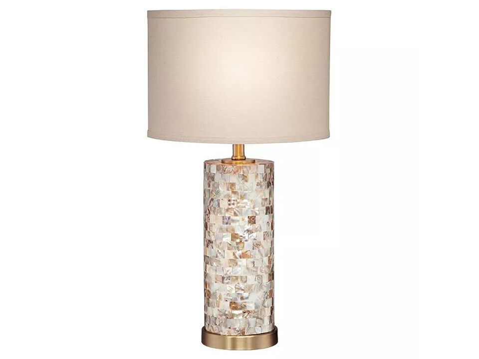 360 Lighting Margaret Coastal Accent Table Lamp 23" High Mother of Pearl Tile Cylinder Glass