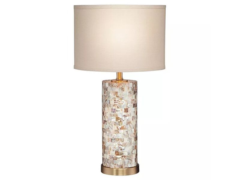 360 Lighting Margaret Coastal Accent Table Lamp 23" High Mother of Pearl Tile Cylinder Glass