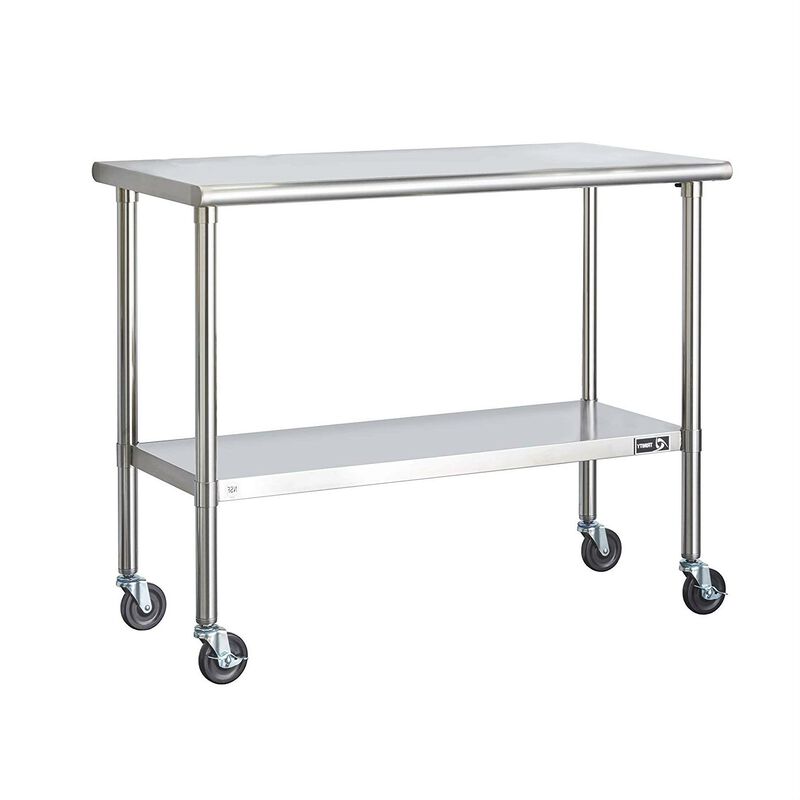 Hivvago Stainless Steel 2-ft Kitchen Island Cart Prep Table with Casters