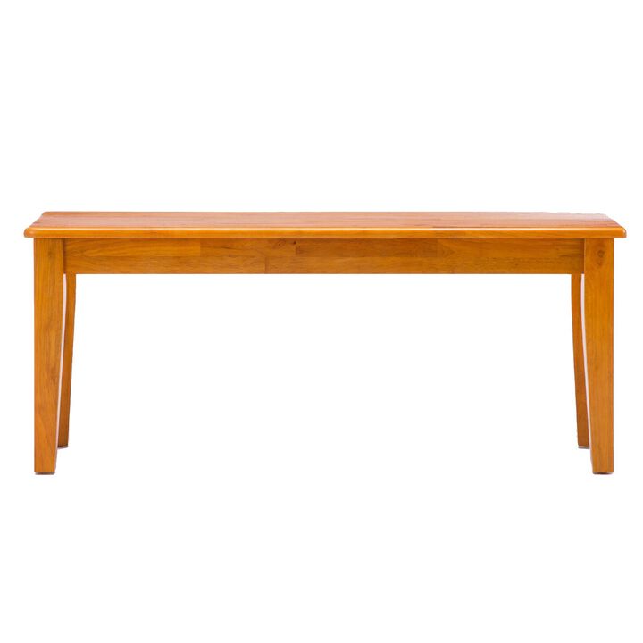 Nova 44 Inch Dining Bench, Tapered Legs, Oak Brown Wood-Benzara
