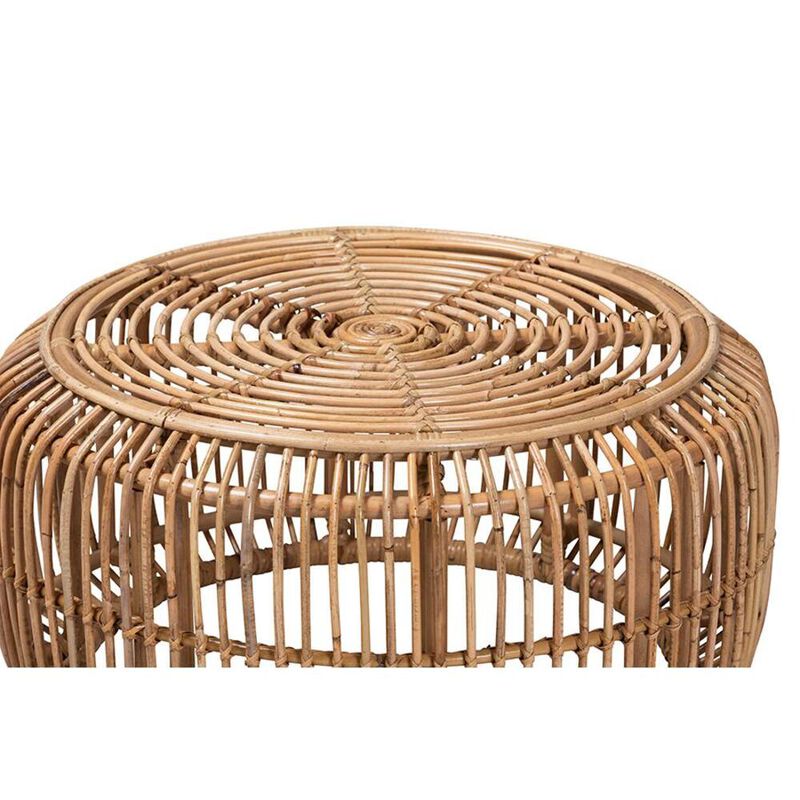 bali & pari Aliane Modern Bohemian Natural Brown Antique Rattan Coffee Table