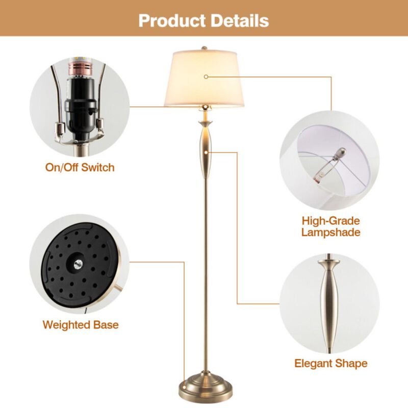 Hivvago 3-Piece Modern Nickel Finish Lamp Set-Silver