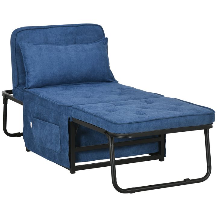 Grey & Blue Versatile Seat: 4-in-1 Convertible Ottoman Sofa Bed