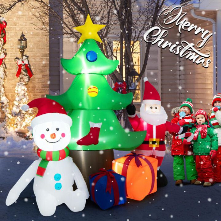 Hivvago 7.2 Feet Inflatable Lighted Christmas Decoration Tree with Santa Claus