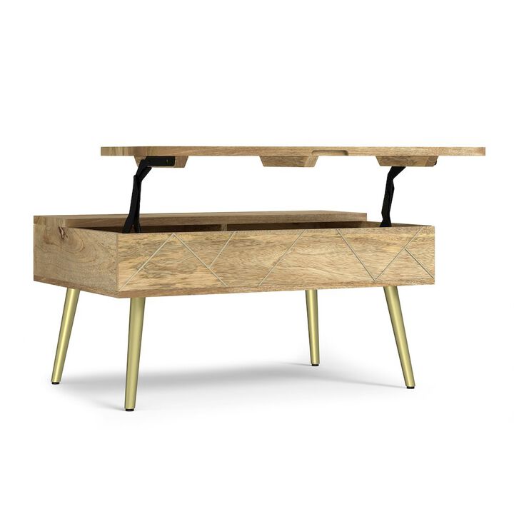 Simpli Home Jager Solid Mango Wood Lift Top Coffee Table In Natural