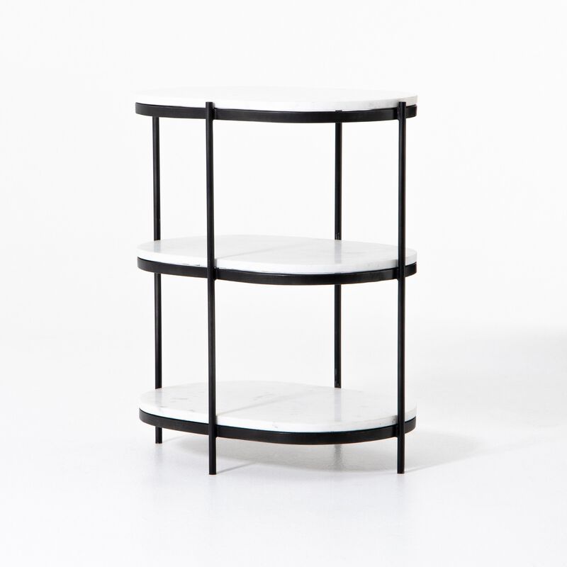 Felix Oval Nightstand in Hammered Grey