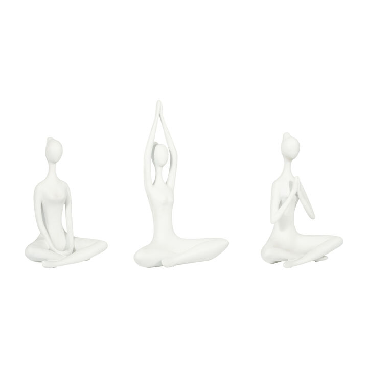 White 10" Resin Yoga Ladies Set