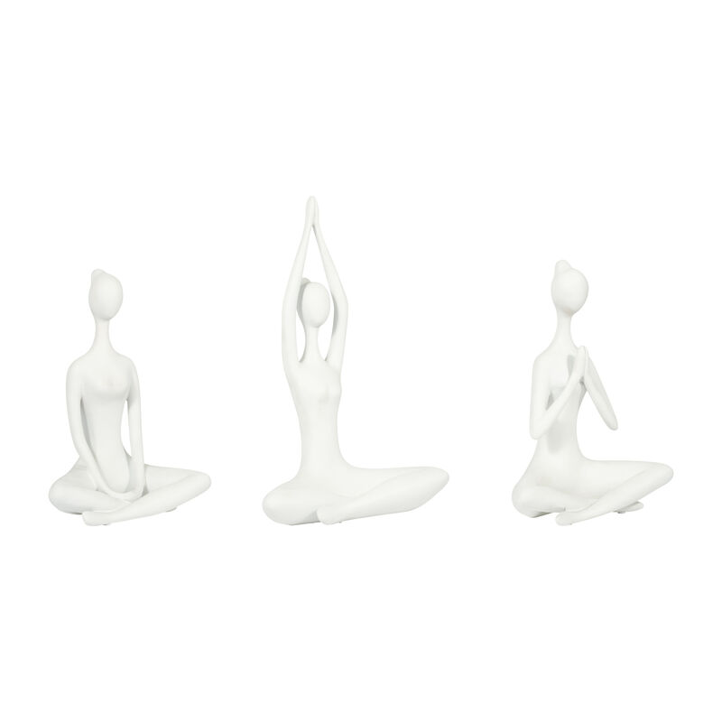 White 10" Resin Yoga Ladies Set
