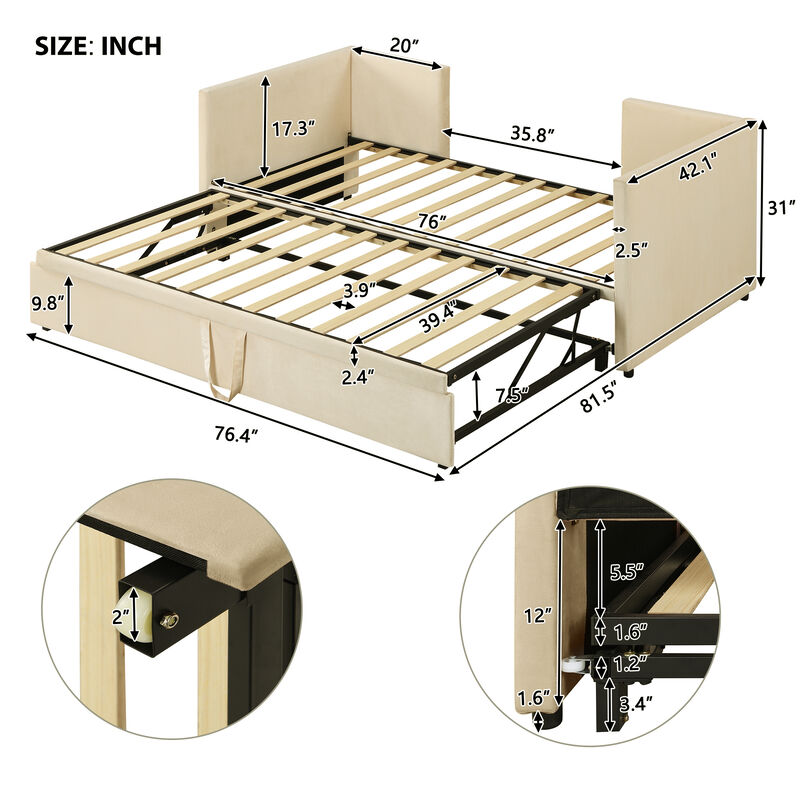 Merax Upholstered Daybed with Pop Up Trundle