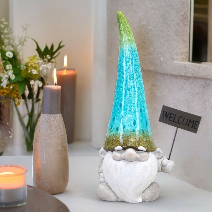 Gnome with Welcome Sign for Garden Décor, Outdoor Decorations, and Whimsical Home Accents