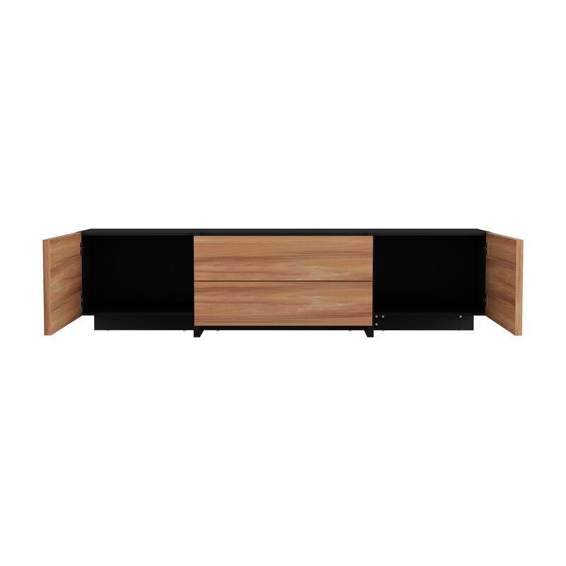 FUFU&GAGA Modern TV Stand with Storage Cabinets & Drawers, 78.7" Entertainment Center for Living Room, (78.7" W x 19.7" H x 15.4" D), Brown