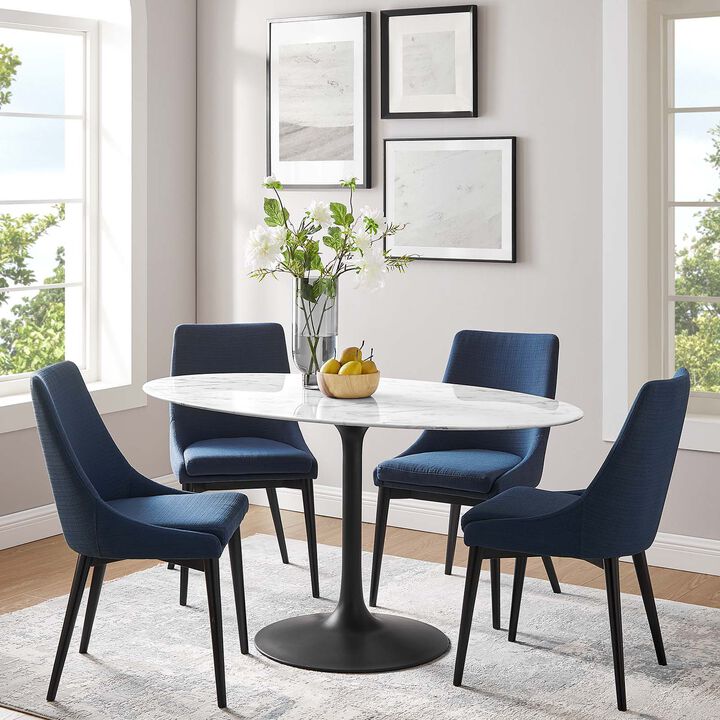 Modway - Lippa 60" Oval Artificial Marble Dining Table Black White