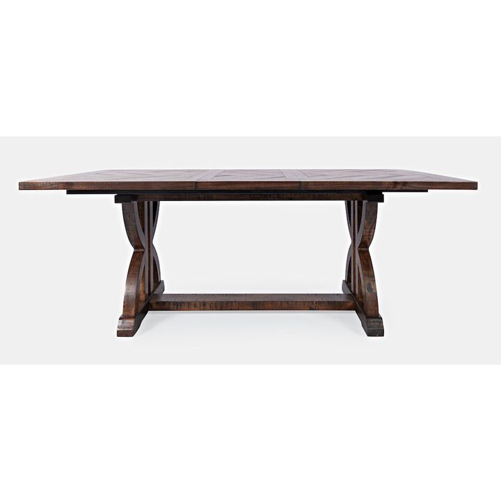 Jofran Fairview Transitional Herringbone Distressed Acacia Extension 78 Dining Table