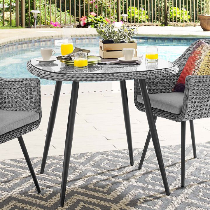 Modway - Endeavor 36" Outdoor Patio Wicker Rattan Dining Table Gray