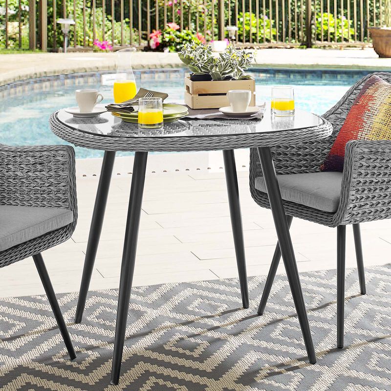 Modway - Endeavor 36" Outdoor Patio Wicker Rattan Dining Table Gray