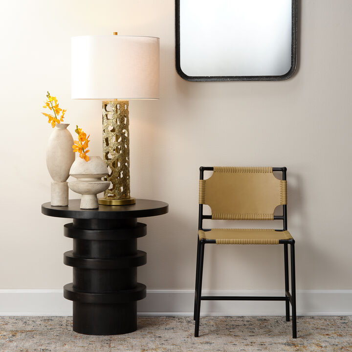 Asher Leather Dining Chair in Cashew