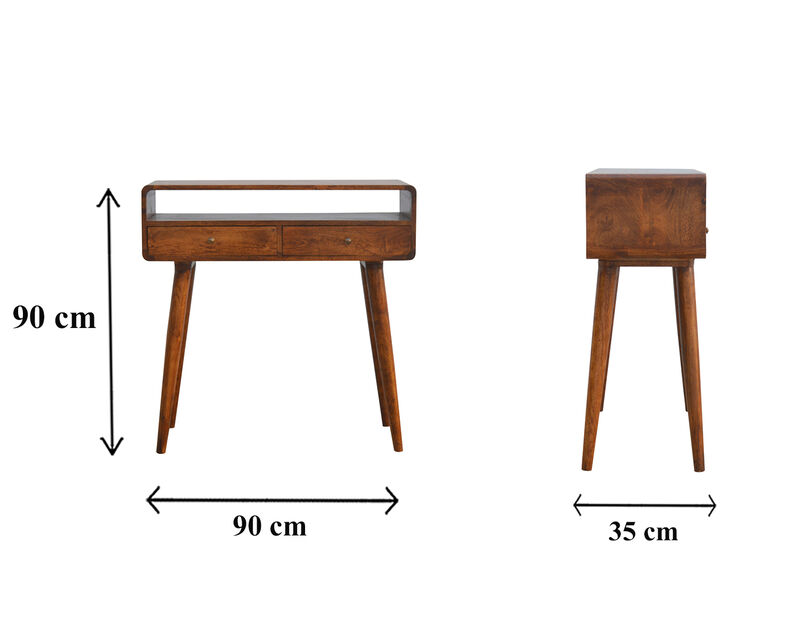 Solid wood Curved Chestnut 2 Darwer  Console Table