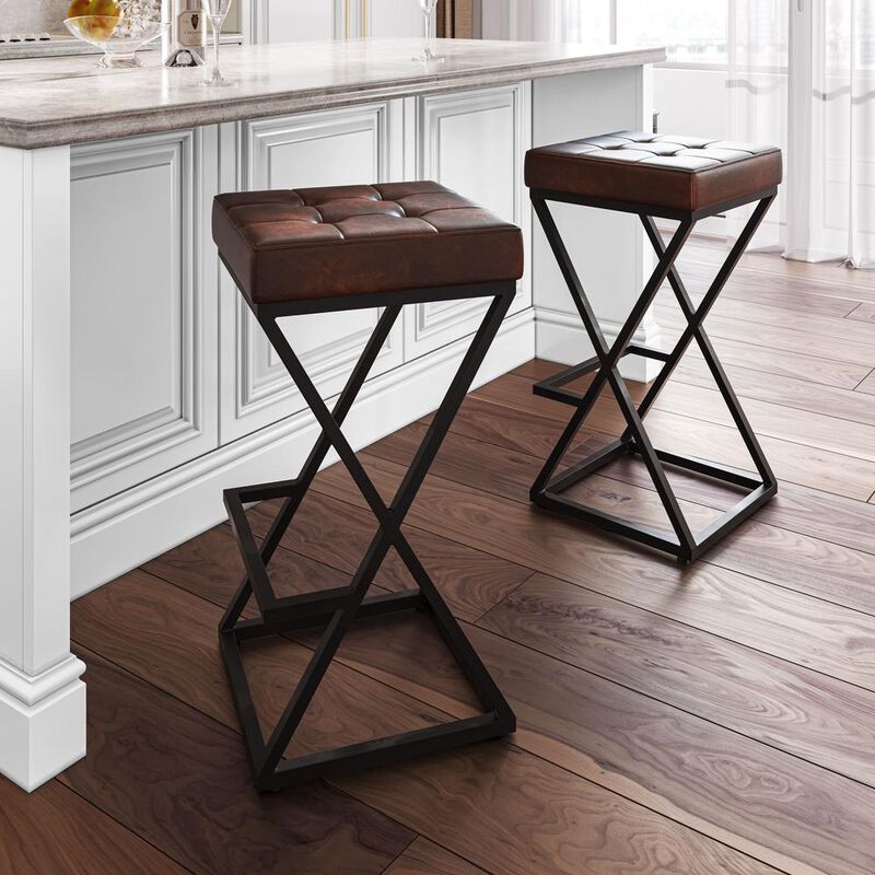 Jofran ed Modern Leather Backless Stool