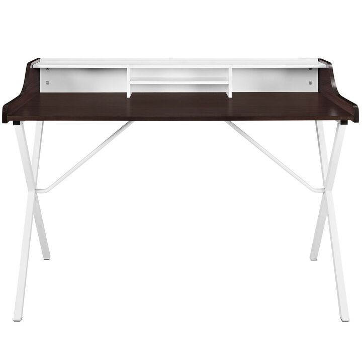 Modway Bin Contemporary Modern Writing Desk With Storage Cubbies in Cherry
