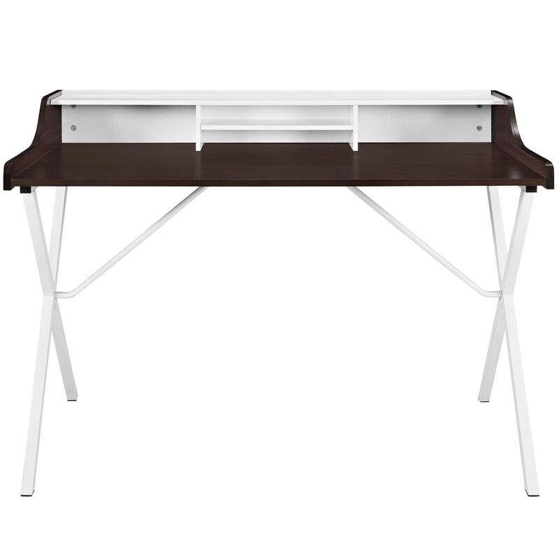 Modway Bin Contemporary Modern Writing Desk With Storage Cubbies in Cherry