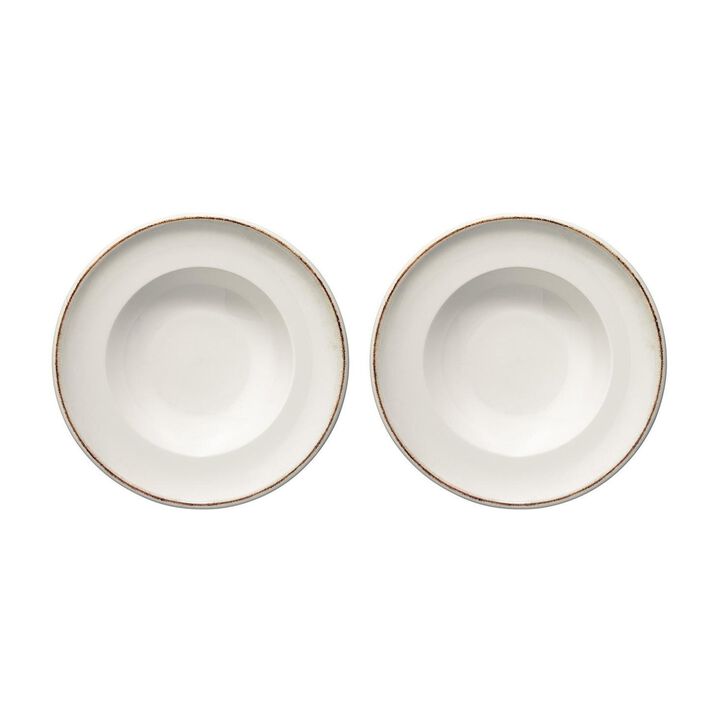 Retro dia.11.75" h:2.5" 19 oz. Round Decorated Porcelain Bowl (Set of 2)