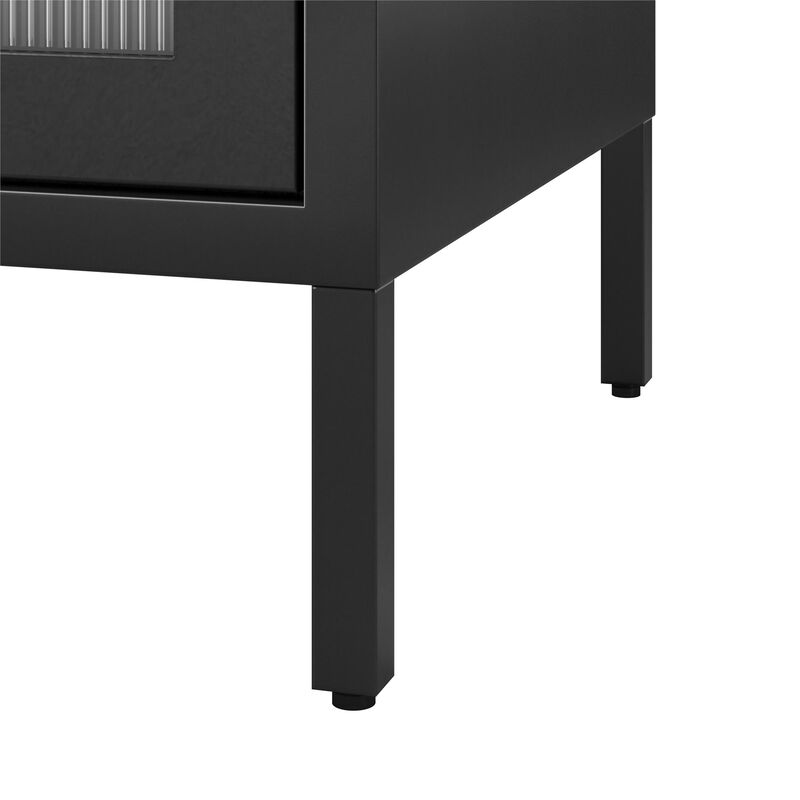 Shadwick Wide 2 Door Accent Cabinet-Fluted Glass Metal Locker