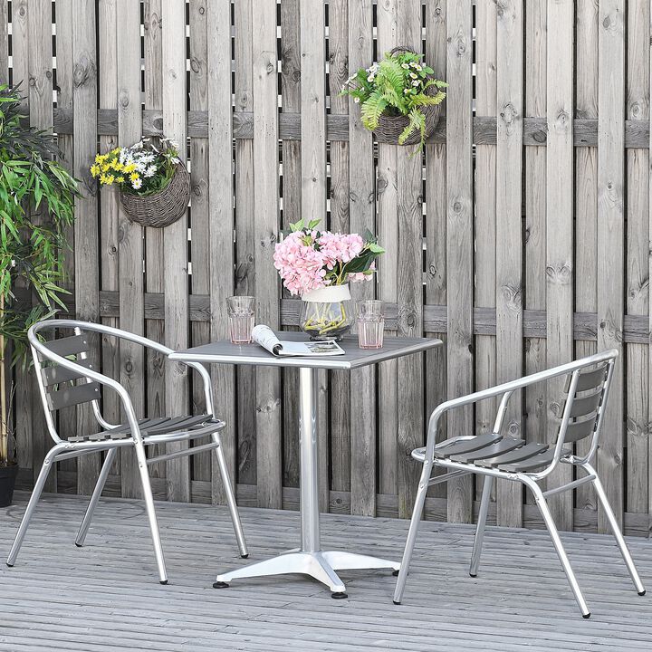 Outdoor Dining Trio: 3PC Aluminum Bistro Set with Square Table